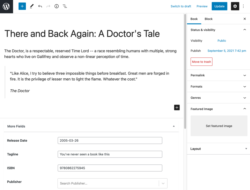 Book post type example